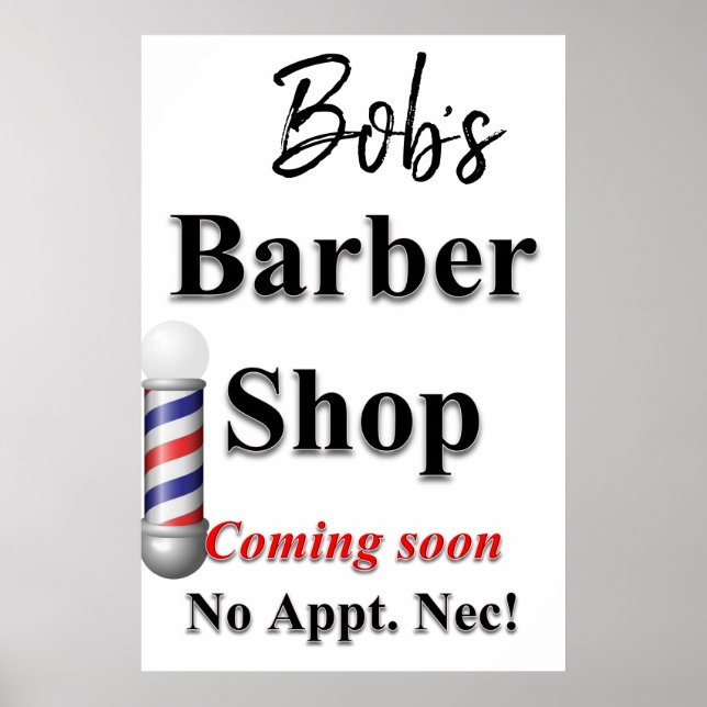Posters de barbearia salão Barbershop em breve (Frente)
