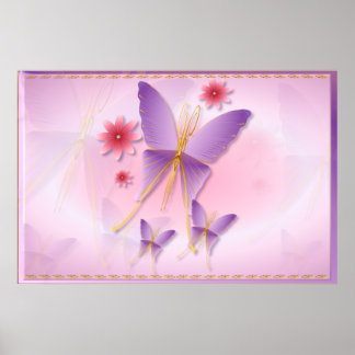 Posters de borboleta púrpura macia