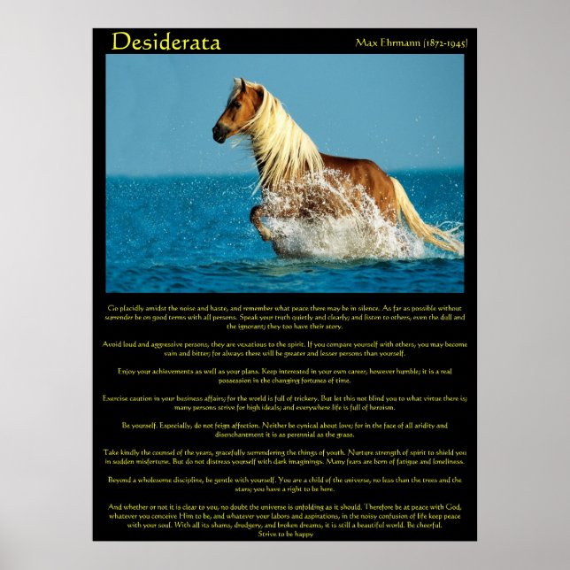 Posters de cavalos de água de Desiderata (Frente)