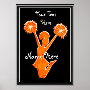 Posters de Cheerleader laranja, SEU TEXTO, CORES
