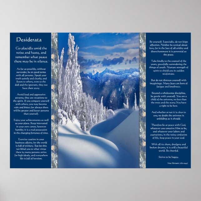 Posters de Montagens Superiores da Neve Desiderata (Frente)