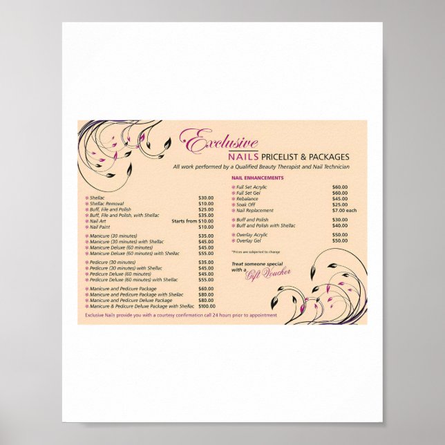 Posters de Salão de Nail (Frente)
