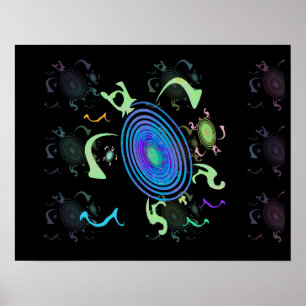 Posters de tartaruga do mar dançante