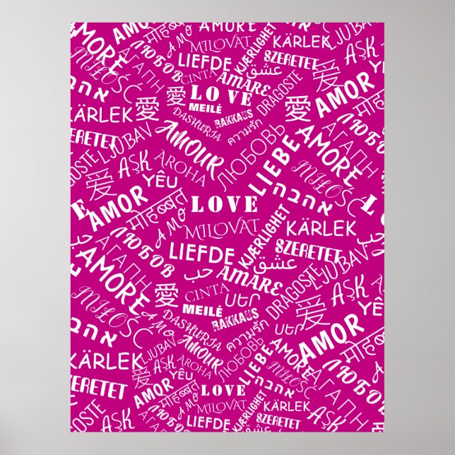 Posters de Texto de Amor - Cor Personalizada (Frente)