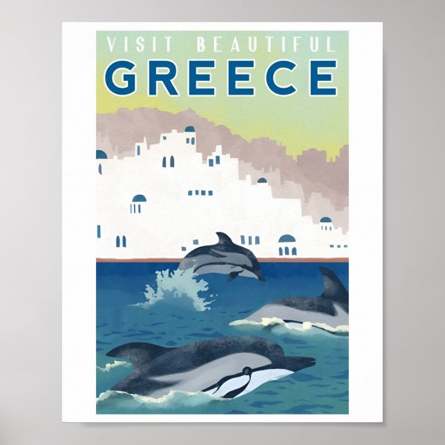 Posters de Viagem de Grécia de Vintage (Frente)