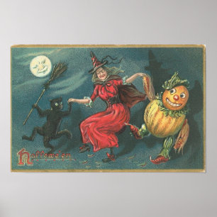 Posters do clássico dos cartões do Dia das Bruxa