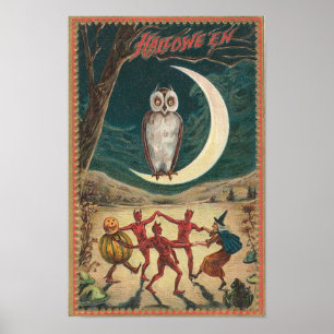 Posters do clássico dos cartões do Dia das Bruxa