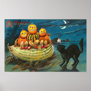 Posters do clássico dos cartões do Dia das Bruxa