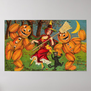 Posters do clássico dos cartões do Dia das Bruxa