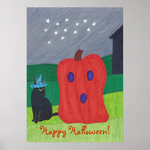 Posters do Dia das Bruxas do gato do fantasma e do