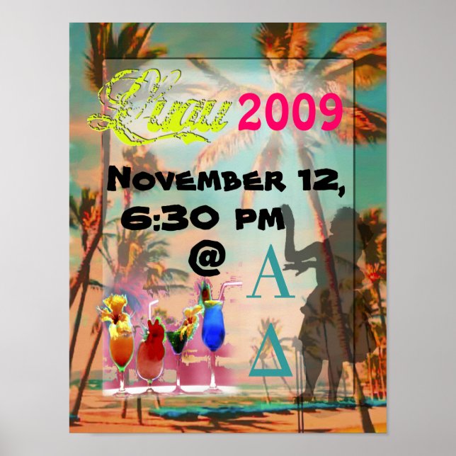Posters do partido Luau vintage hawaiian Beach (Frente)
