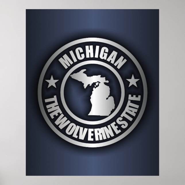 posters e Impressões "Michigan Steel" (Azul) (Frente)