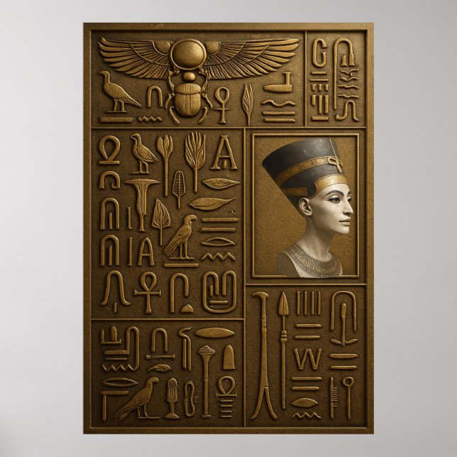 Posters e Impressões Nefertiti Hieroglyph (Frente)