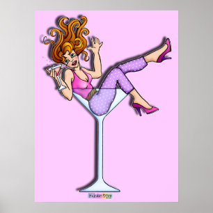Posters, Impressões - Garota em um vidro Martini,
