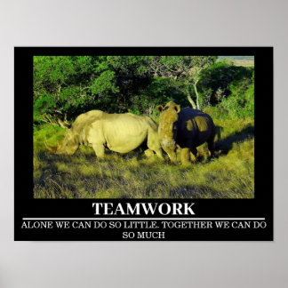 Posters Motivacionais Wildlife Rhinos Trabalho em