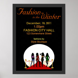 Posters Negras e Vermelhas do Designer de Moda de