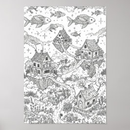 Posters Preto e Branco Arte Caprichosa de Rabiscos