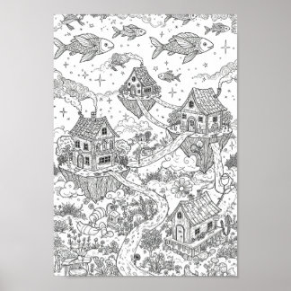 Posters Preto e Branco Arte Caprichosa de Rabiscos