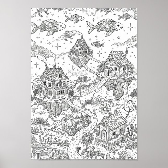 Posters Preto e Branco Arte Caprichosa de Rabiscos (Frente)