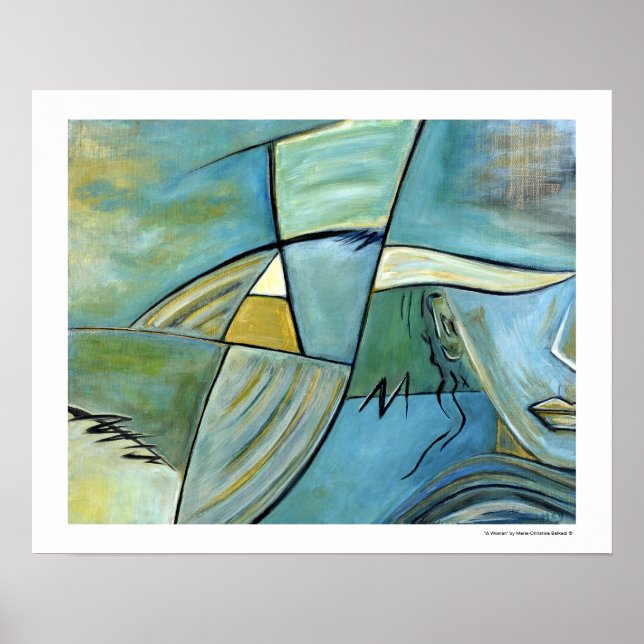 Posters Retratos Mulheres Figura Abstrato Arte Azu (Frente)