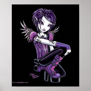 Posters roxos do anjo do tatuagem de "Monica"
