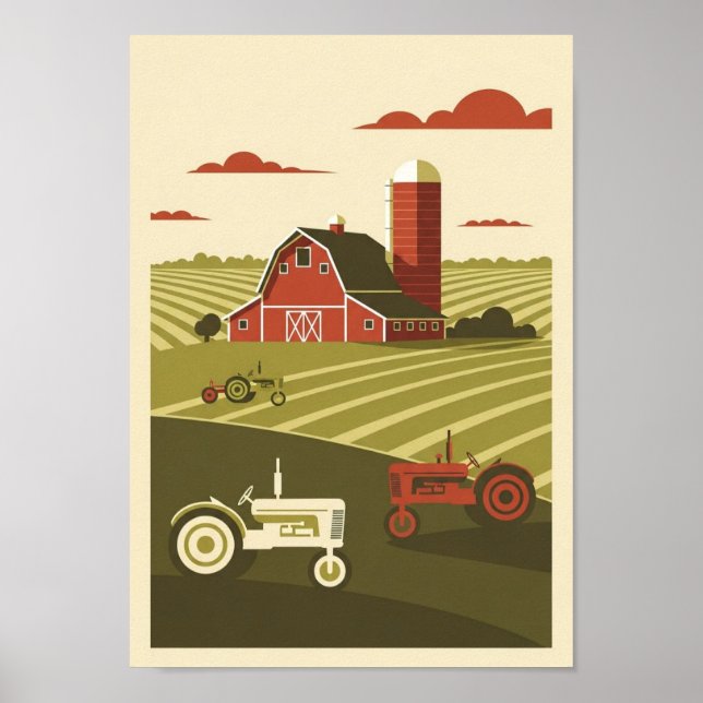 Posters Vintage Farm Scene Print (Frente)