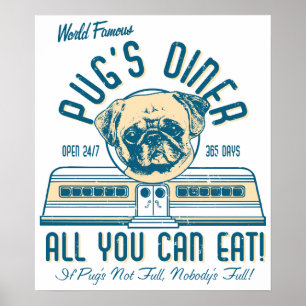 Posters vintage retrorreflectores do 50 do Pug