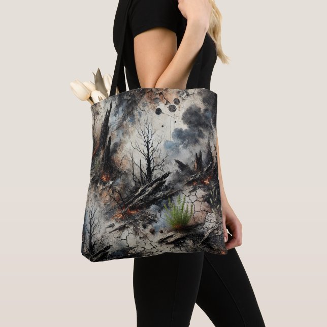 Posto Apocalyptic Wildfire Art Tote Bag (Close Up)