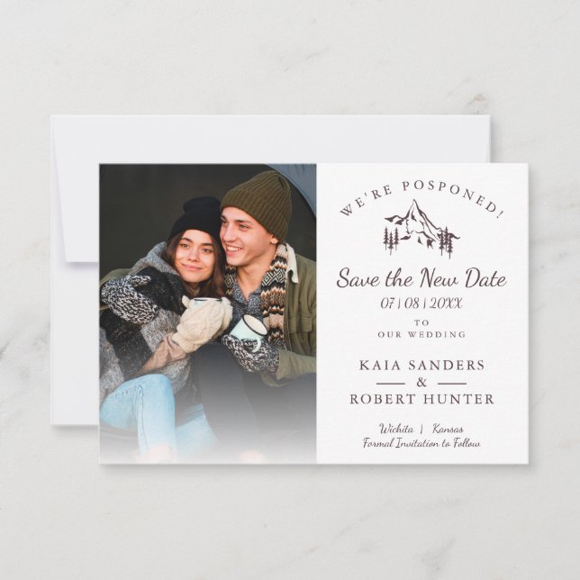 Postponed Wedding Couple Photo Mountain Landscape (Frente)