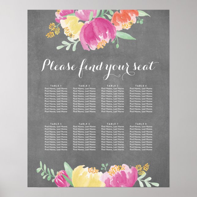Posy Garden Seating Chart Poster (Frente)