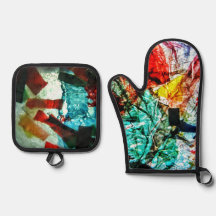 Pote azul-abstrato e luva-forno,Azul-feliz