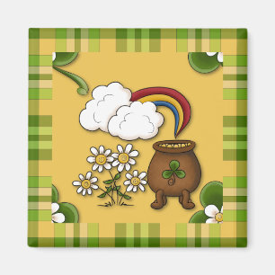 Pote da imã de geladeira de St Patrick da xadrez