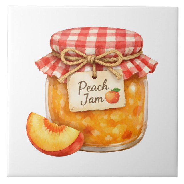 Pote de aquarela com geléia de pêssego fresca e pê (Frente)