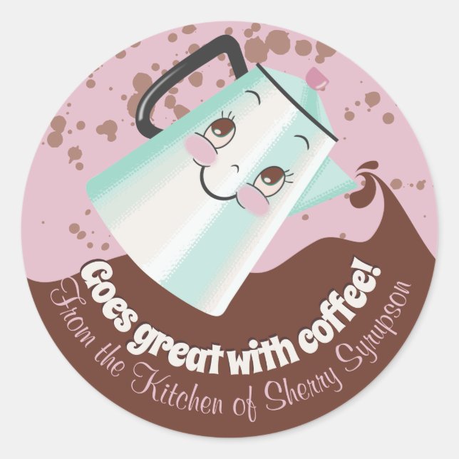 Pote de café retrô bonito da cozinha do adesivo (Frente)