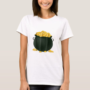 Pote de Feriado Dourado de Camisa T e Halloween