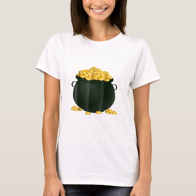 Pote de Feriado Dourado de Camisa T e Halloween (Frente)