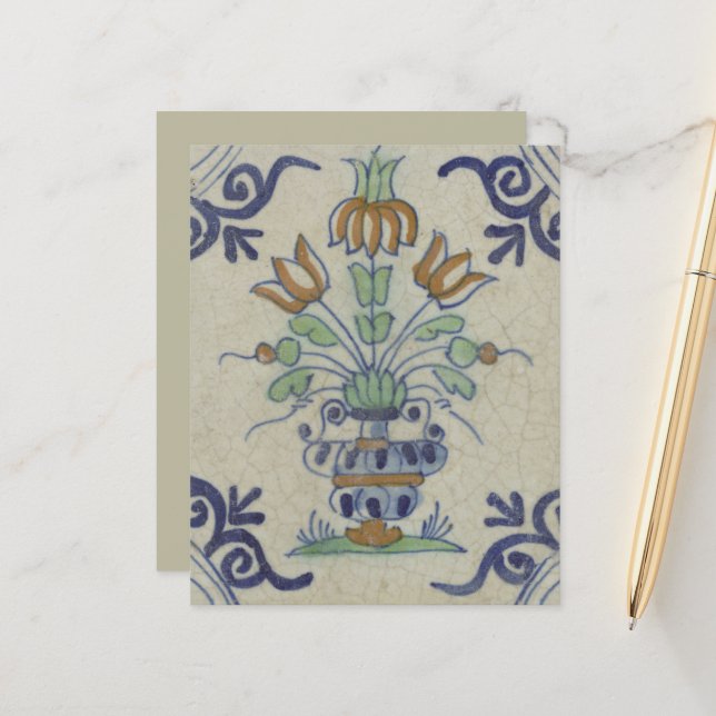 Pote De Flor Antiquado Com Azulejo Delft (Frente/Verso In Situ)