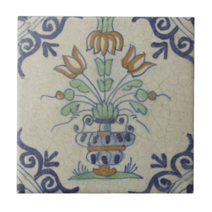Pote De Flor Antiquado Com Azulejo Delft