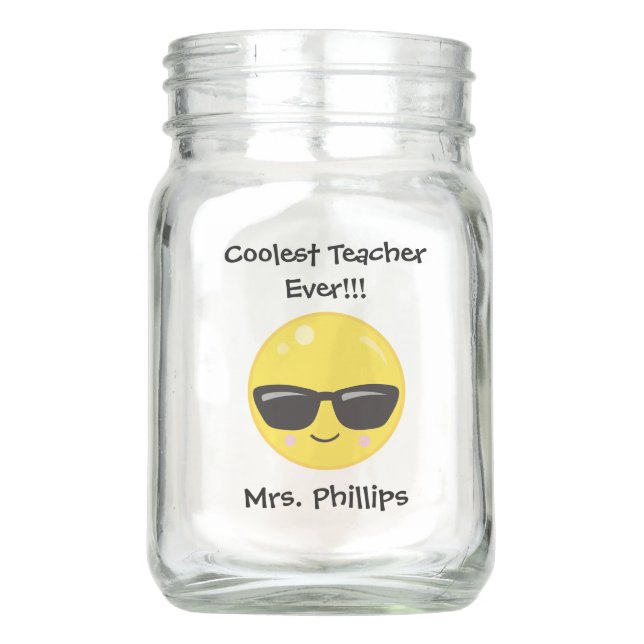 Pote De Vidro Mason O professor o mais fresco de Emoji nunca (Frente)