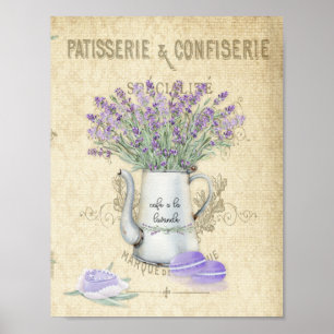 Pote Vintage Enamelware Lavanda francês Poster