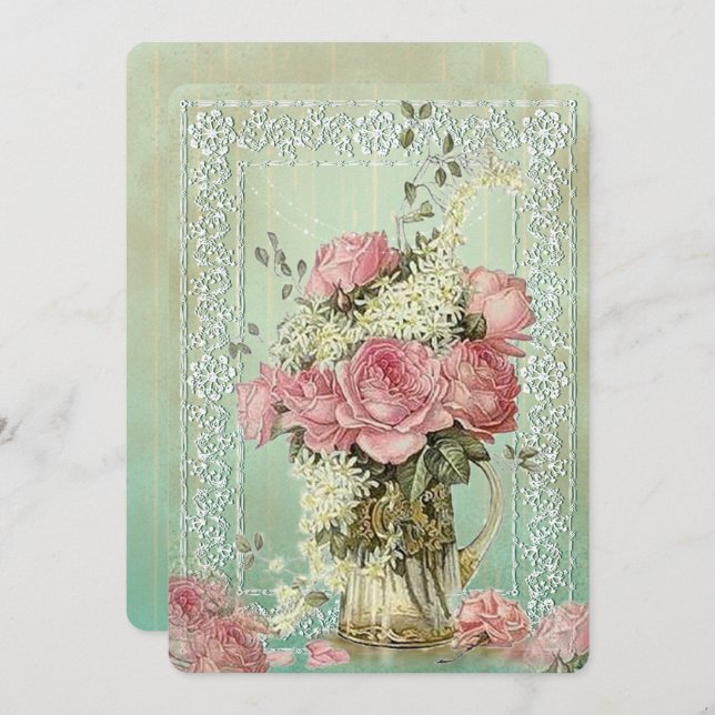 Pote Vintage Flower - Cartão de Convite (Frente/Verso)