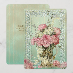 Pote Vintage Flower - Cartão de Convite