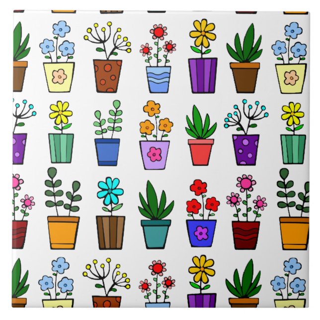 Potes de flores Azulejo cerâmico (Frente)