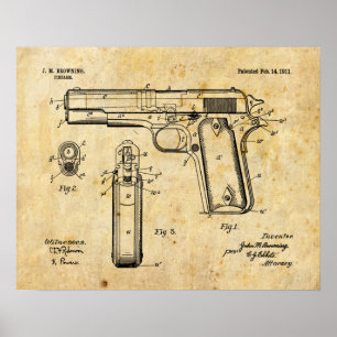 Potro 1911 que bronzeia o impressão do desenho da