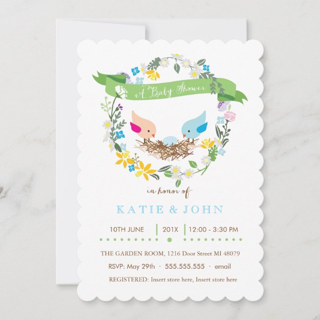 Pouco convite azul do chá de fraldas do menino do (Frente)