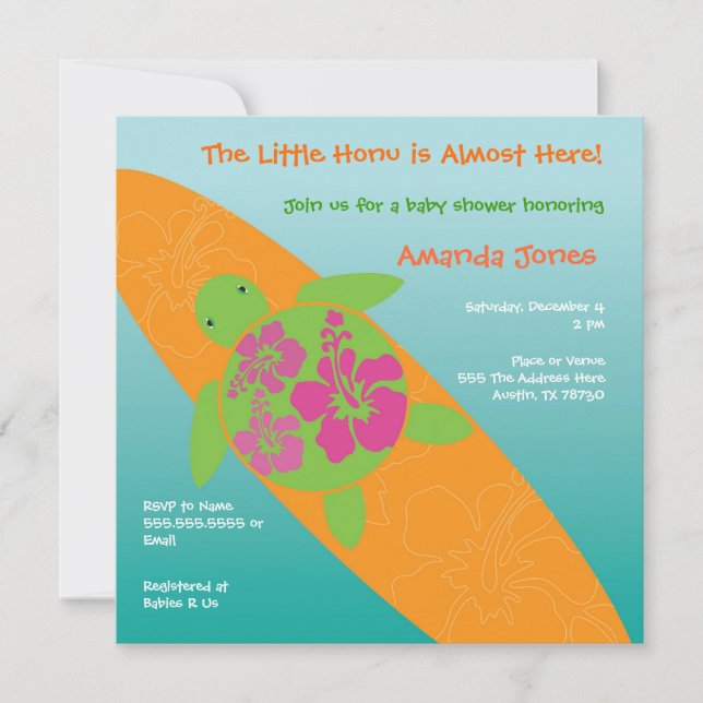 Pouco convite do chá de fraldas de Honu do (Frente)