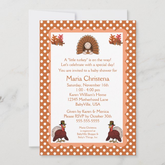 Pouco convite do chá de fraldas de Turquia (Frente)