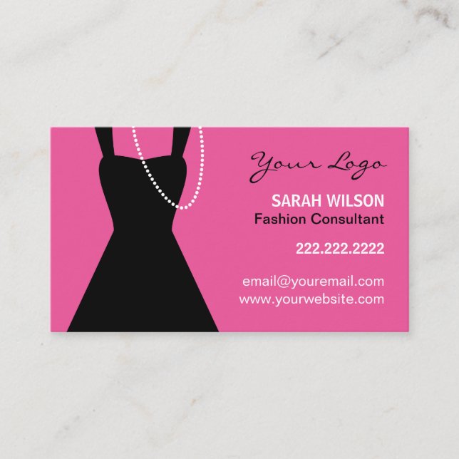 Pouco design de cartão de visita preto do vestido, (Frente)