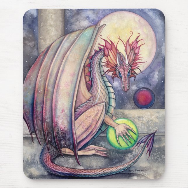 Pouso do Dragão Arte Fantasia Mousepad (Frente)