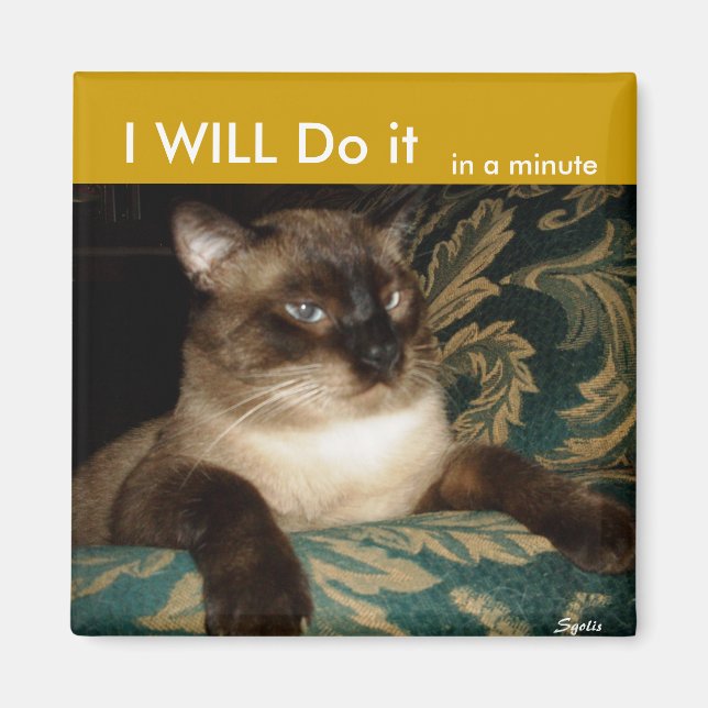 Pouty Siamese Cat Imã de geladeira (Frente)